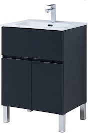 Aquanet Тумба под раковину Алвита New 60 1 ящик 2 дверцы антрацит матовая – фотография-3